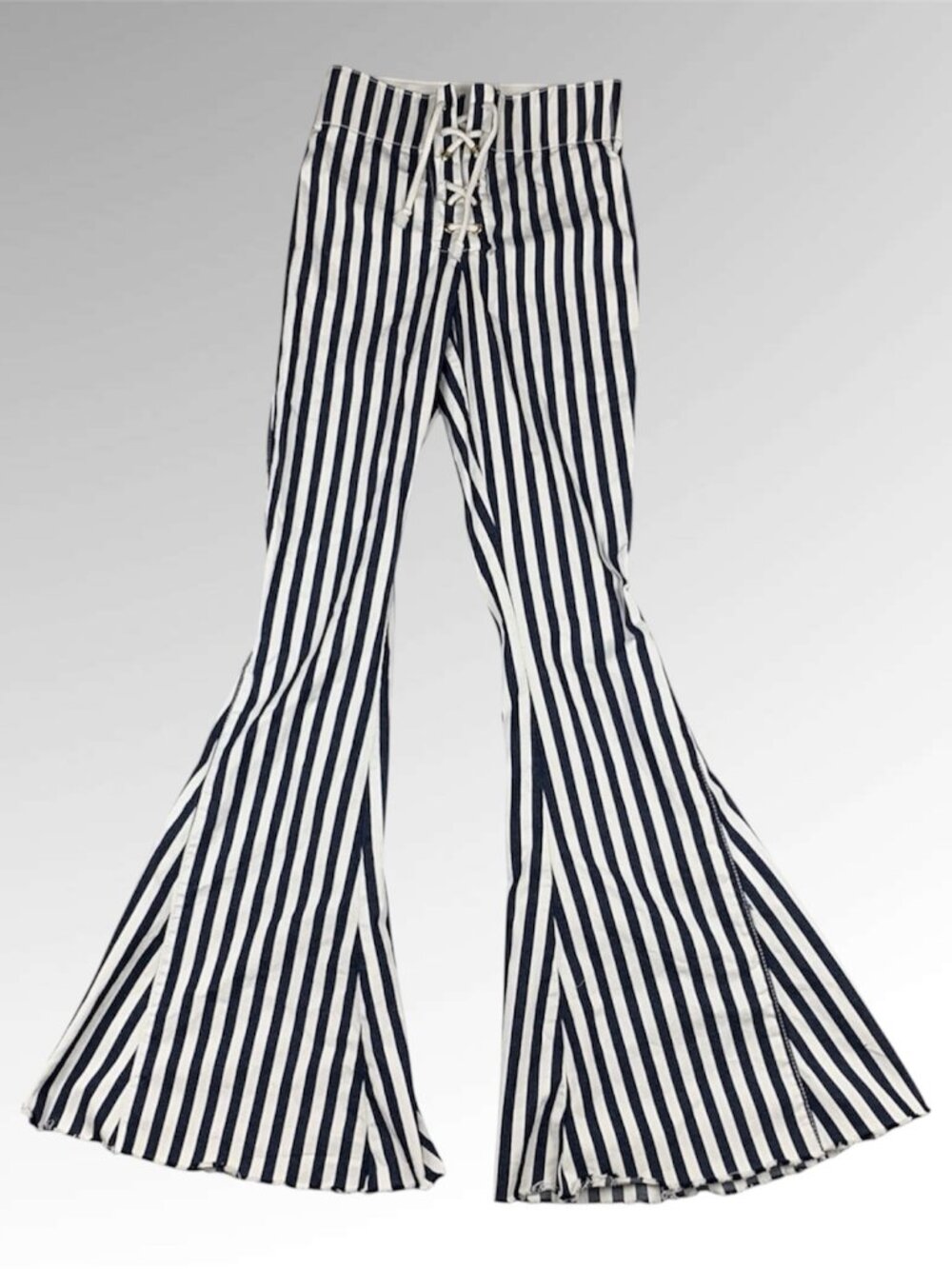 Show Me Your Mumu Berkeley Tie Up Flared Bell Bottom Pants Nautical Stripe sz XS